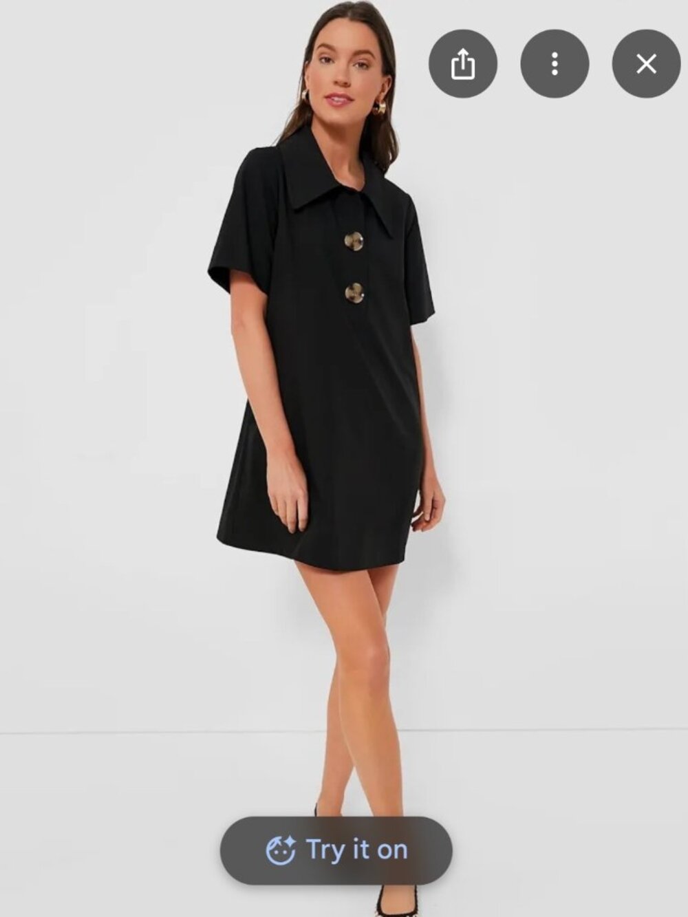 NWT Tuckernuck Black Scout Dress Oversized Collar Tortoise Buttons XS